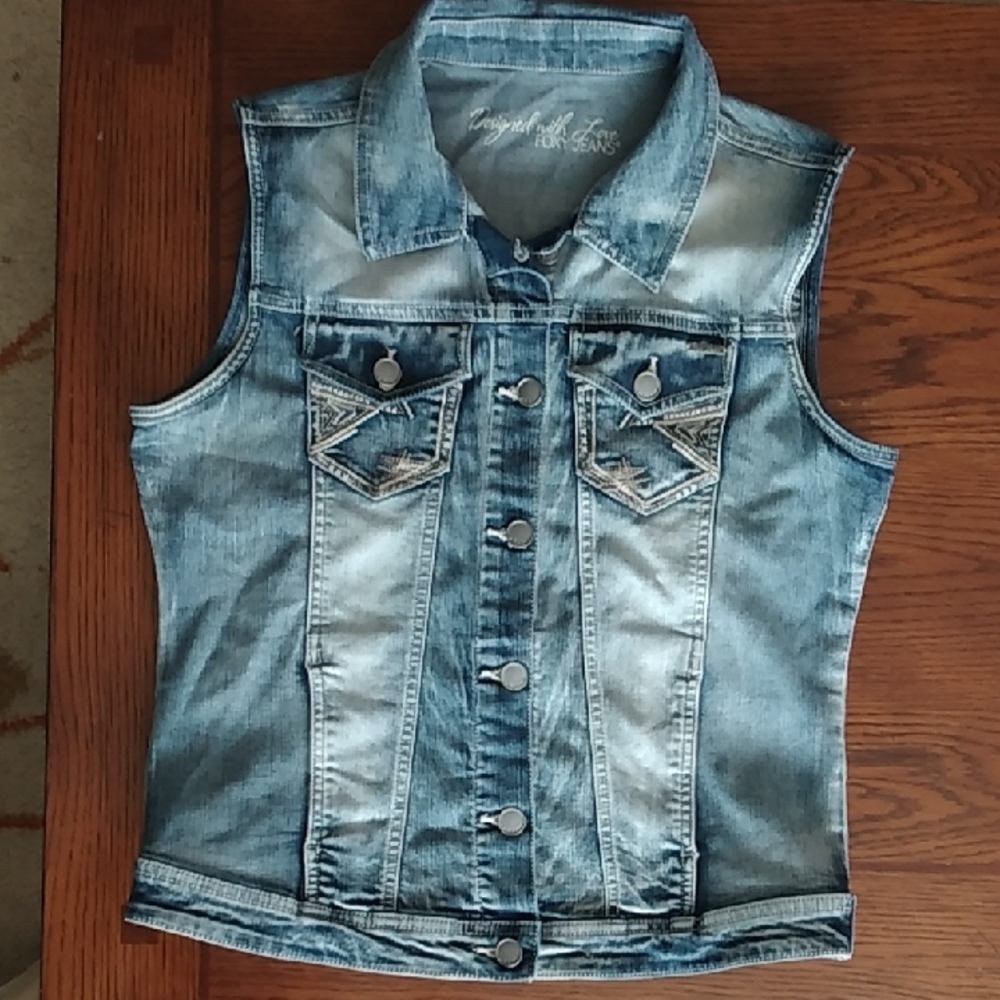Blue Denim Sleeveless Vest  SIZE LARGE
